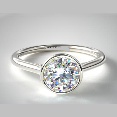 Bezel solitaire engagement ring for all shapes