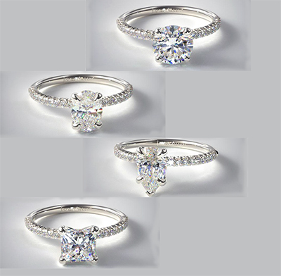 Engagement ring,open pave set 0.20 carat, for all shapes