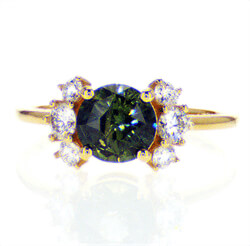 Picture of 1.50 carat Green Blue natural Sapphire and diamonds ring