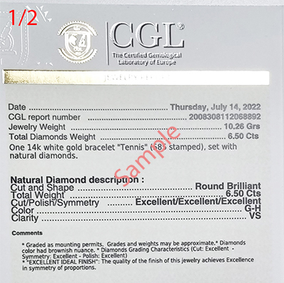 2.50 G SI1 carat Round Diamonds Tennis Bracelet