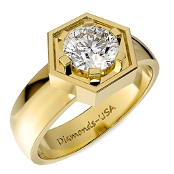 Picture of Mens Hexagon ring, 1 carat Lab diamond G SI1 certified by IGI/GIA