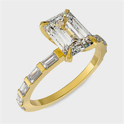 Picture of Engegement ring setting with 10 side Baguettes dianonds  0.46 carat GH VS