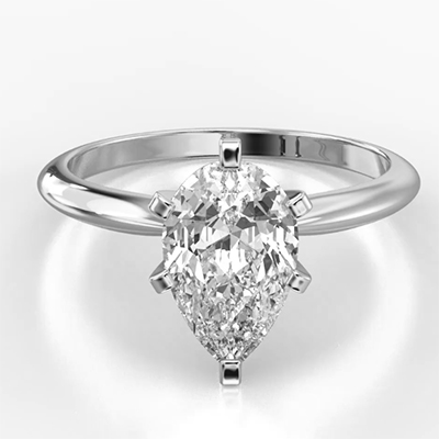 Pear 6 prongs Classic solitaire engagement ring settings