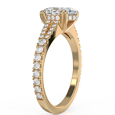 Split band hidden halo engagement ring setting with 0.46 carat side diamonds