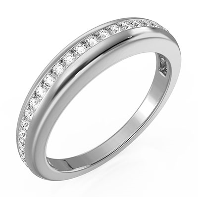 Matching wedding band to extravagance solid engagement ring set with 0.30 carat lab diamonds Round - 14K White Gold