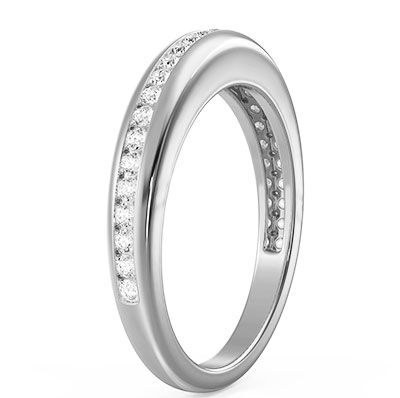 Matching wedding band to extravagance solid engagement ring set with 0.30 carat lab diamonds Round - 14K White Gold