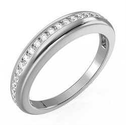 Foto Alianza de boda a juego con un extravagante anillo de compromiso sólido engastado con diamantes de laboratorio de 0,30 quilates. de