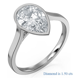 Picture of Delicate Low Profile bezel engagement ring for Pear shapes-Alicia