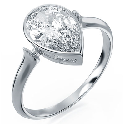 Pear Shaped bezel solitaire engagement ring setting