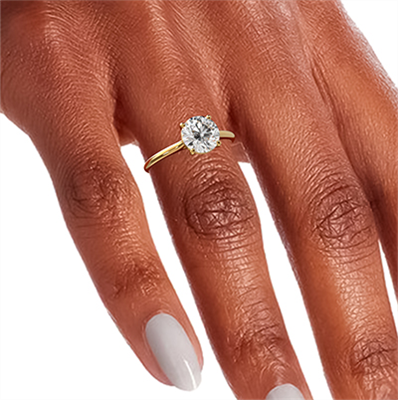 Solitaire round diamond yellow engagement ring. Low or Standard profile