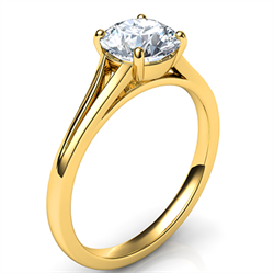 Picture of Split band yellow solitaire cathedral engagement ring for all diamond shapes-Stacy