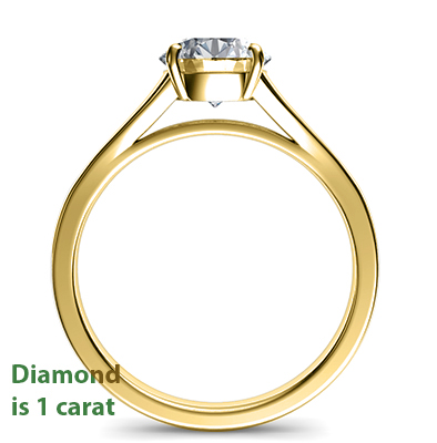 Split band yellow solitaire cathedral engagement ring for all diamond shapes-Stacy