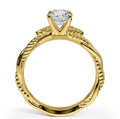 Rope engagement ring with side diamonds