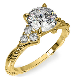 Picture of Rope yellow engagement ring with side diamonds