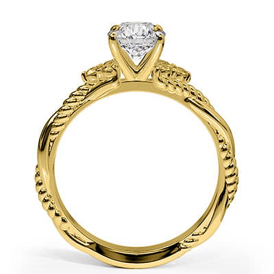 Rope yellow engagement ring with side diamonds