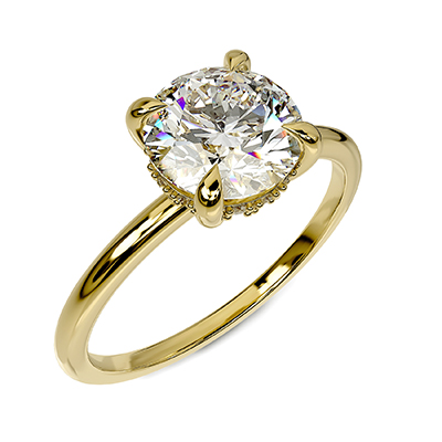 Low Profile Hidden Halo Yellow Engagement ring Setting