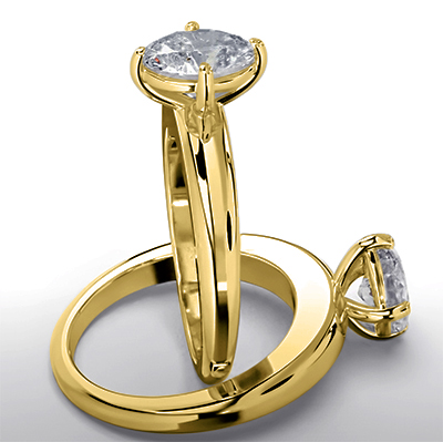 Engaste de anillo de compromiso solitario de oro macizo pesado para todas las formas