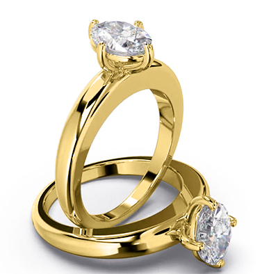 Heavy solid yellow gold Solitaire engagement ring setting for all shapes