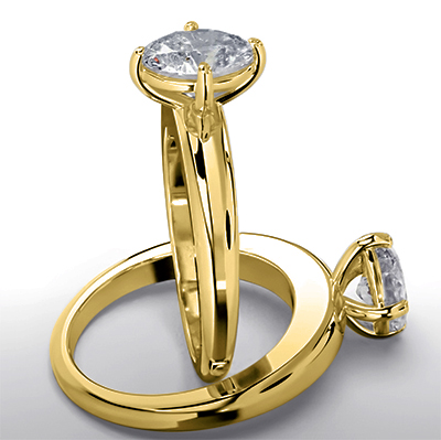 Heavy solid yellow gold Solitaire engagement ring setting for all shapes