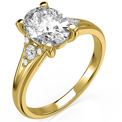 Picture of Yellow Gold Oval engagement ring with split band and side diamonds