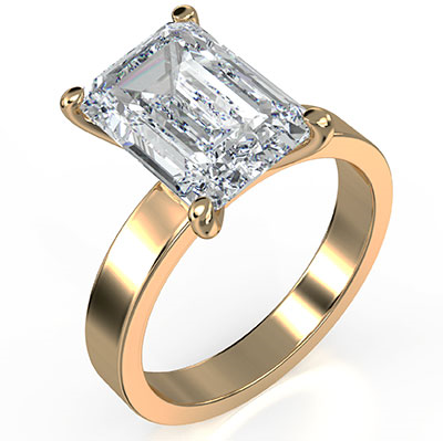 Solitaire yellow gold engagement ring setting for large diamonds