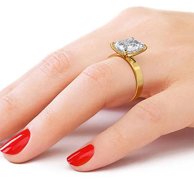 Solitaire yellow gold engagement ring setting for large diamonds