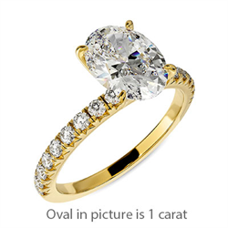 Picture of Engagement ring yellow gold, pave set for all shapes and carats