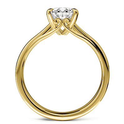 Gold engagement ring. Buddies cathedral solitaire engagement ring settings for Ovals, Radiants and Emeralds