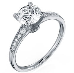 Picture of Graduated Milgrain engagement ring with side diamonds for all shapes