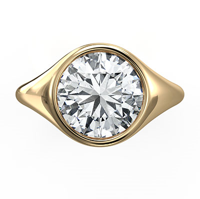 Low profile flush engagement ring for women