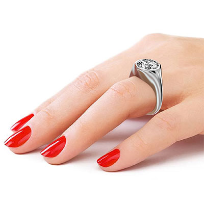 Anillo de compromiso al ras de perfil bajo para mujer