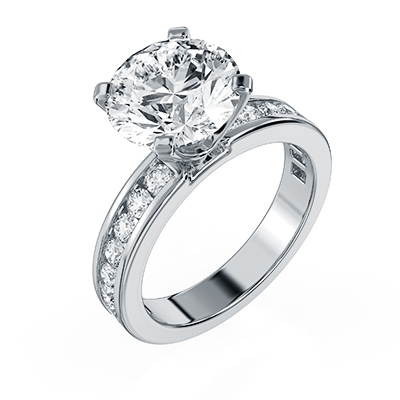  0.75 carat channel set side diamonds engagement ring 