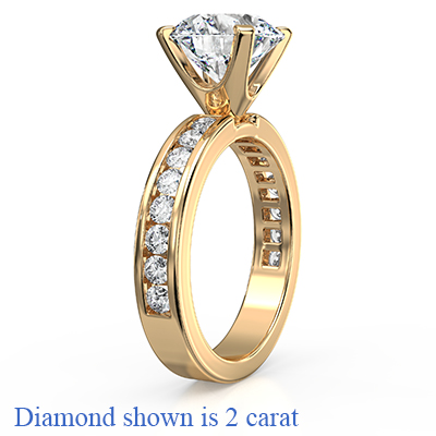  0.75 carat channel set side diamonds engagement ring 