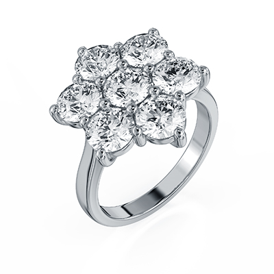 7 Diamonds ring 0.40 Cts each, E VVS2