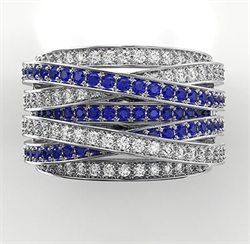 Picture of 1.94 carat anniversary or cocktail diamond and Sapphires ring