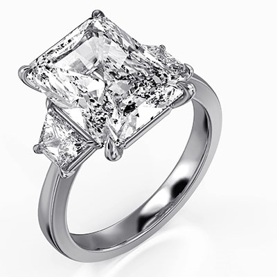 Trapezoids sides engagement ring setting