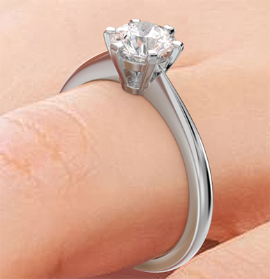 Solitaire engagement ring setting for rounds & ovals