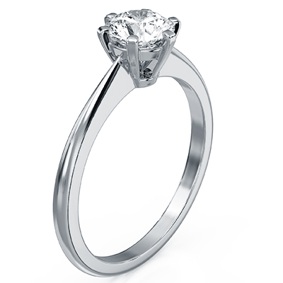 Solitaire engagement ring setting for rounds & ovals