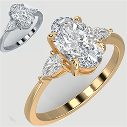 Picture of Three stone engagement ring with 0.20CTW side Pear diamonds