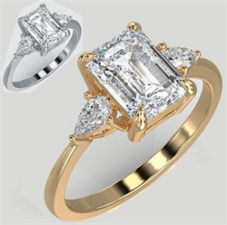 Picture of Three stone engagement ring with 0.20CTW side Pear diamonds