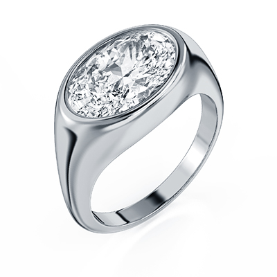 Bigger Oval diamond flush setting low profile setting