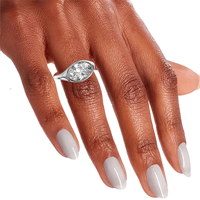 Bigger Oval diamond flush setting low profile setting