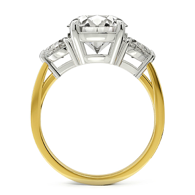 3 carat center. Three stone ring with 0.30 carat total weight  side Lab Heart diamonds