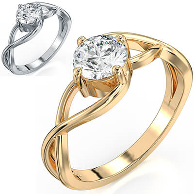 Infinity solitaire engagement ring setting for rounds and ovals