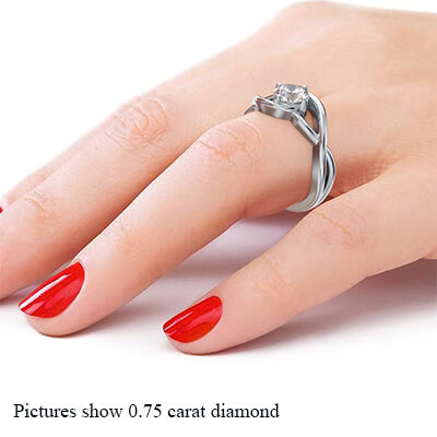 Infinity solitaire engagement ring setting for rounds and ovals