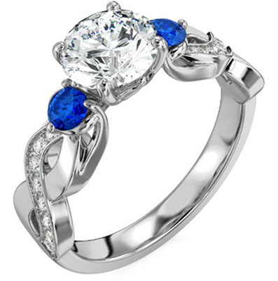 Infinity three stone engagement ring with side Sapphires