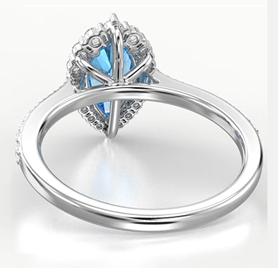 Vivid blue Pear mounting engagement ring