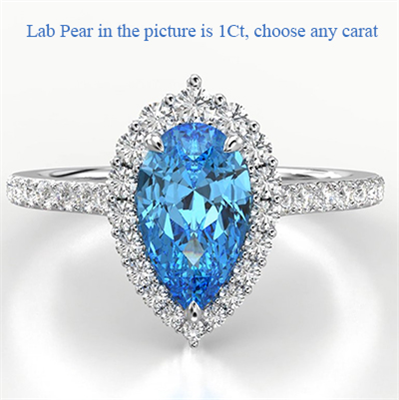 Vivid blue Pear mounting engagement ring