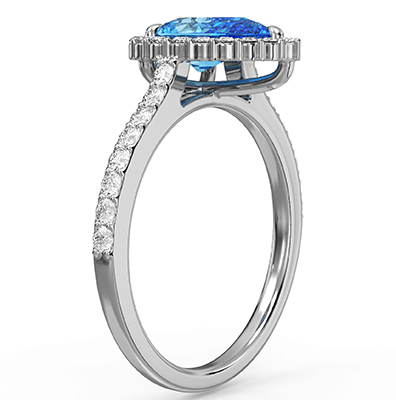 Preset with 1 carat Vivid blue Pear engagement ring