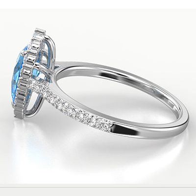 Preset with 1 carat Vivid blue Pear engagement ring